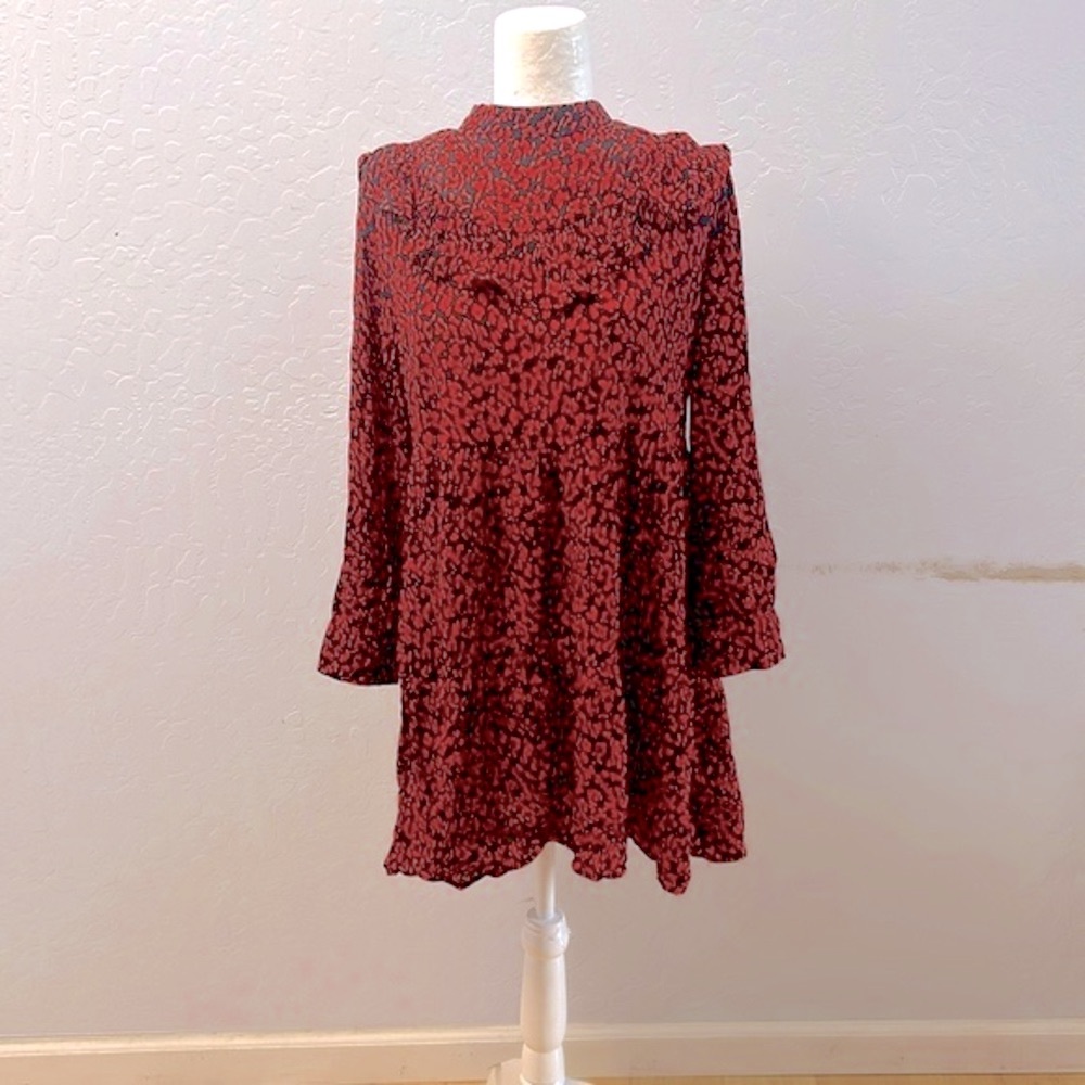 Zara Black& Red Ruffle  Mini Dress
